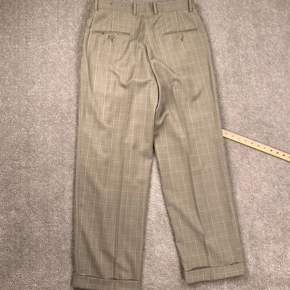 Luca Rossi Italia Suit Mens 42S 30W 30L Tan Plaid Superior 150s HighTech